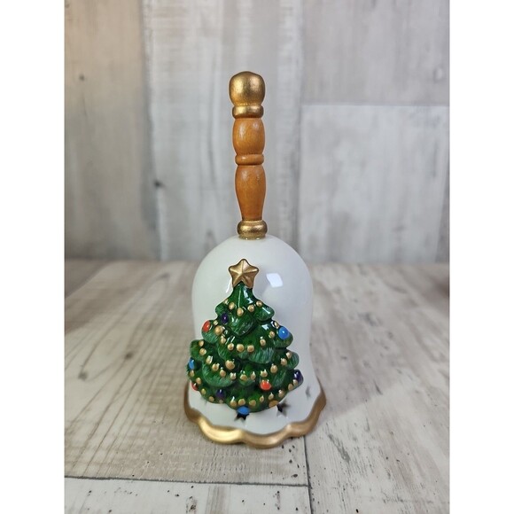 Lot of 6 Vintage Christmas Ceramic Bells Holiday Décor Reindeer Tree Angel Stock - Picture 9 of 14